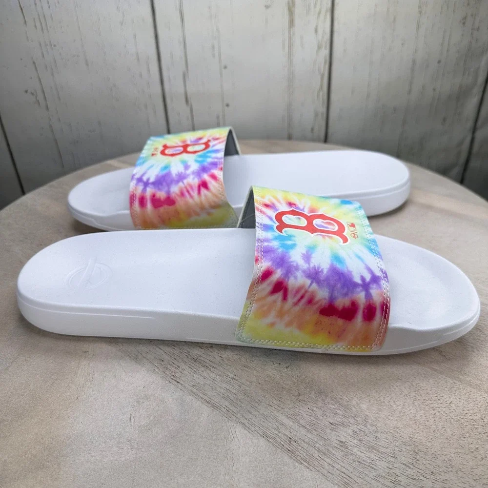 ISlide Boston Red Sox Tie Dye Slide Sandals White Mens Size 13 14 New